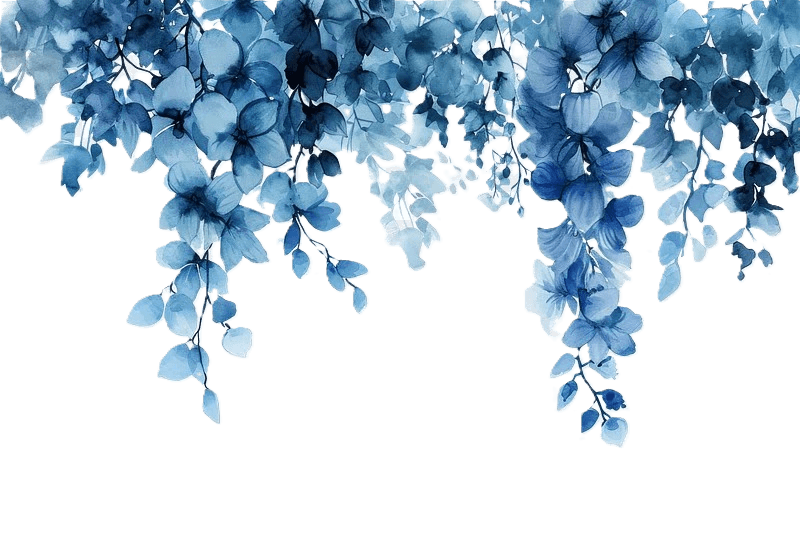 top blue hanging flowers